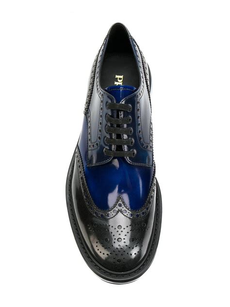 prada stacked sole velcro brogues sale|prada brogue leather shoes.